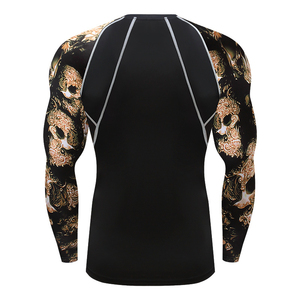 Camiseta de Compresión de Manga Larga para Hombre, Cuello Redondo, Absorbe la Humedad, Ajustada, Deportiva, con Estampado Sublimado, Ropa Deportiva de Manga Larga - Product Image 2