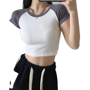 Vente en gros de t-shirts à manches courtes pour femmes t-shirts pour femmes hauts courts avec service de logo personnalisé chemises décontractées pour femmes - Product Image 3