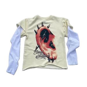 เสื้อยืดผ้าฝ้าย100% สำหรับผู้ชายเสื้อโอเวอร์ไซส์แขนยาวสองชั้นสำหรับผู้ชายกำหนดโลโก้ได้เอง - Product Image 6