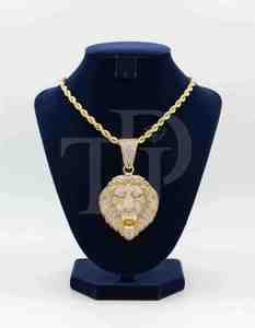 Luxury Pendant Charm with Rope <b>Chain</b> Hip Hop Lion Face Moissanite <b>Iced</b> <b>Out</b> 10K 14K Gold Silver Animal Head Statement Necklace - Product Image 4