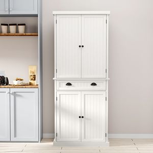 Armadio dispensa da cucina bianco alto 72 pollici con ripiani regolabili e cassetto, organizer autoportante - Product Image 3