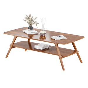 Vente en gros Table basse rectangulaire en bois à 2 niveaux ouverte Style panneau moderne pour un grand rangement dans votre salon - Product Image 3