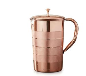 Ensemble de carafes en cuivre de qualité restaurant avec pichet à eau ayurvédique en verre, fournisseur en gros d'exportation Inde - Product Image 4