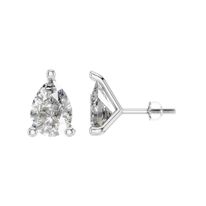 ต่างหูแบบติดหูทรงลูกแพร์ ทำจากเงินแท้ 925 ชุบโรเดียม ประดับด้วยมอยส์ซาไนต์ 3 กะรัต ผลิตตามสั่ง เหมาะสำหรับเป็นของขวัญในงานหมั้น งานแต่งงาน หรืองานเลี้ยง - Product Image 2