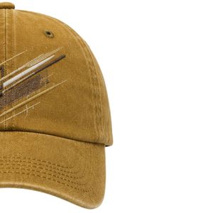 Custom Mustard Vintage Washed <b>Baseball</b> <b>Cap</b> With Geometric Embroidery Curved Brim Adjustable Unisex Custom Logo OEM ODM Dad Hat - Product Image 4