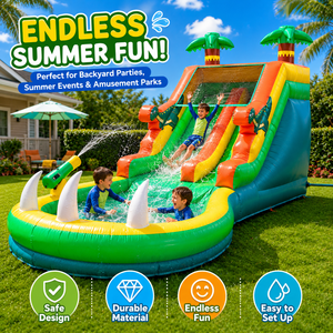 Toboggan <span class=keywords><strong>aquatique</strong></span> gonflable tropical avec piscine à jets d'eau, PVC robuste, <span class=keywords><strong>petit</strong></span> <span class=keywords><strong>parc</strong></span> <span class=keywords><strong>aquatique</strong></span> <span class=keywords><strong>pour</strong></span> enfants, amusement estival - Product Image 1