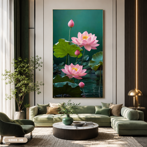 Peinture sur soie traditionnelle vietnamienne à motif de fleur de lotus, esthétique orientale, décoration murale, cadeau, fabriqué au Vietnam - Product Image 5
