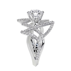 Anillo de Diamantes Entrecruzados con Geometría Abstracta Multibanda, Engaste de Pavé con Diamantes Flotantes, Diamantes Cultivados en Laboratorio, Oro Blanco de 10k/14k/18k - Product Image 4