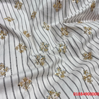 Tissu de dentelle 3D de luxe fantaisie traditionnel avec sequins, maille brodée brillante 100 % polyester, écologique et personnalisable pour robe de mariée