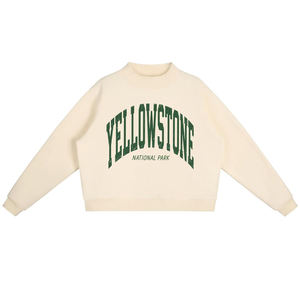 Trendy New Yellowstone National Park Crewneck Sweatshirt Women's <b>Cropped</b> <b>Long</b> <b>Sleeve</b> <b>Black</b> Cotton Knitted Casual Autumn Top - Product Image 2