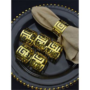 Anneaux de serviette de luxe en feuille d'or, porte-serviettes en métal feuille de laurier, boucle de décoration de table vintage en laiton pour mariage, banquet, hôtel, fête - Product Image 5