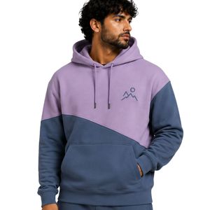 Sweat à capuche personnalisé pour homme, bleu lavande, en molleton de coton épais, color block, brodé, style streetwear, fabricant OEM - Product Image 1
