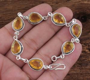 Citrine Bracelet 925 Sterling Silver Handmade Luxury <b>Charm</b> Bracelet Pear Shape Natural Citrine Gemstone for Women Fashion Gift - Product Image 6