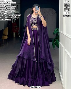 ชุดเลเฮนกาโชลีผ้าไหม Zaffran Luxe ยาวคลุมเท้า ป้องกันแสงแดด แห้งเร็ว เหมาะสำหรับงานแต่งงาน - Product Image 4