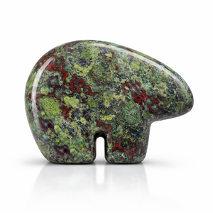 Figurine d'ours en jaspe sang de dragon naturel, cristal d'amour Zuni, sculptée à la main, polie, pierre précieuse de haute qualité pour la décoration intérieure et les cadeaux - Product Image 1