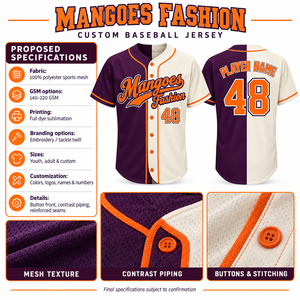Maillot de baseball Mangoes Fashion pour hommes et femmes, manches courtes, col en V, boutons, logo d'équipe personnalisé, respirant et anti-humidité, sport - Product Image 6