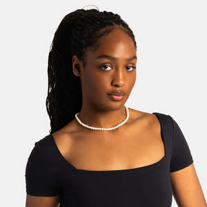 Natural Freshwater Pearl Necklace for Women 925 Sterling <b>Silver</b> Clasp White Round Pearl <b>Choker</b> Necklace Fine Jewelry Gift - Product Image 3