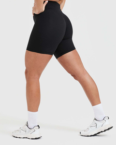 Shorts de compression noirs unisexe pour femme, taille haute, avec ceinture de compression intégrée - Product Image 6