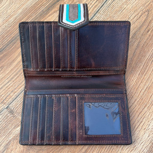 Gran oferta, cartera plegable de cuero con herramientas hechas a mano, cartera occidental para ocultar el pelo, cartera para tarjetas de crédito, cartera de mano Floral de piel de vaca occidental para mujer - Product Image 5