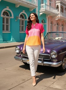 Haut d'été léger en rayonne tie-dye pour femme, collection de créateur Maaesa, exportateur d'Inde - Product Image 5
