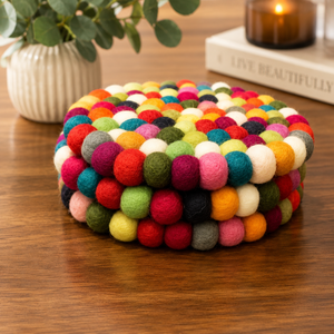 "20 CM Felt Multicolor <b>Trivet</b>"-"Felted round Table Mats"-"Handmade eco-friendly Kitchen Heat pads" ''Handmade Designer <b>Trivet</b>" - Product Image 4