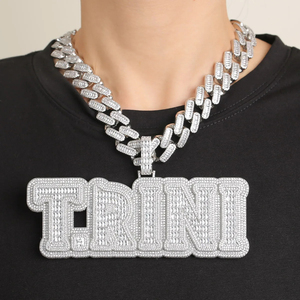Colgante de Diamantes Estilo Hip Hop, Plata S925, Certificado IGI, Personalizado, con Diamantes Engastados, Corte Baguette, para Hombre - Product Image 2