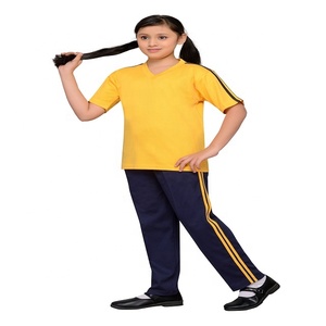 Personalización de fábrica Niñas Escuela Ropa deportiva Uniformes Conjunto Camiseta verde Conjunto de pantalón de chándal gris - Product Image 4