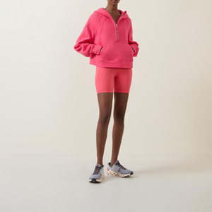Sudadera con capucha rosa para mujer, al por mayor, de manga larga, color liso, con cremallera frontal, talla regular, para invierno, estilo casual oversize - Product Image 5