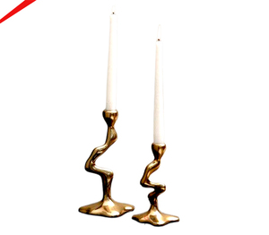 Candelabro de Metal de Diseño Único, Decoración Luminosa para Bodas y Navidad, Portavelas Dorado para Mesa - Product Image 1
