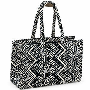 Bolsa de Lona con Estampado Geométrico, Diseño Abierto, para Todas las Temporadas, Bolsa de Compras - Product Image 1
