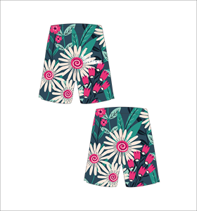 Pantalones Cortos de Baloncesto Azul Oscuro Personalizados con Gran Estampado Floral Blanco y Rosa, Ligeros, Transpirables, de Malla, para Entrenamiento Deportivo - Product Image 1