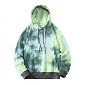Sudadera con capucha tie-dye para hombre, oversize, corte regular, de punto, informal, verde primavera, con diseño de bolsillo, precio mayorista - Product Image 1