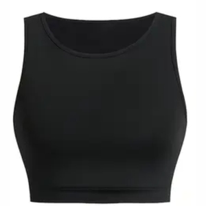 Conjunto de Yoga de Dos Piezas Negro, Top de Cuello Redondo, Leggings de Cintura Alta, Ribete en Contraste, Largo Completo, Sin Costuras, Elástico en Cuatro Direcciones - Product Image 2