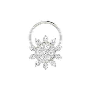 AJRETAIL 0.11 Carat Natural Diamond <b>Nose</b> Pin 14K <b>Gold</b> Ethnic Flower Design Brilliant HI Color VS-SI Clarity - Product Image 2