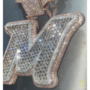 Luxury " RR " Letter Pendant Hip Hop Moissanite Diamond Necklace Custom Initial Bling Jewelry Gift - Product Image 4
