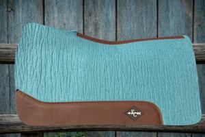 Tapis de selle personnalisé pour chevaux de dressage/occidentaux, en feutre de laine premium absorbant les chocs, contour en cuir de crocodile turquoise, logo personnalisé - Product Image 6