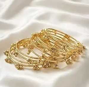 Golden Kashmiri Jhumki Shining Ghungroo <b>Bangles</b> Wedding Party Wear Premium Wholesale Price - Product Image 2