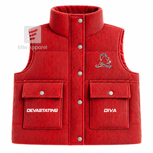 Custom Delta Sigma Theta sorority Puffer <b>vest</b> embroidered logo on front red and <b>white</b> color sleeveless jacket for female - Product Image 2