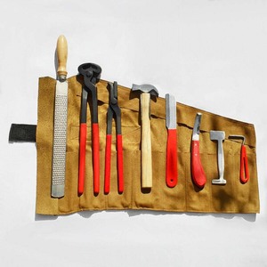 Premium Hoof Grooming <b>Tool</b> Kit 8 Piece with Leather <b>Bag</b> Stainless Steel Equine Farrier Trimming Nippers Clinchers Rasps Set - Product Image 1