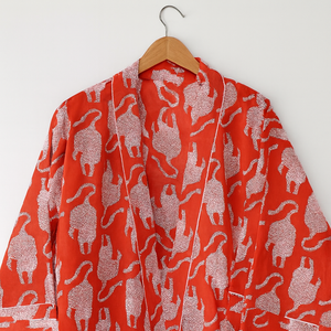 Robe Kimono en Coton Imprimé Oiseaux à Col en V et Manches Longues, Style Bohème, Peignoir Décontracté pour Femme, Séchage Rapide, Idéal Plage Printemps-Été - Product Image 4