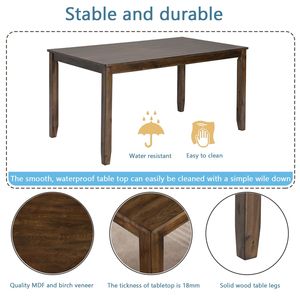 <b>Small</b> Space 4-Person Dining <b>Table</b> Wooden Rectangular <b>Kitchen</b> <b>Table</b> in Walnut ONLY <b>TABLE</b> - Product Image 4