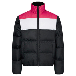 Fabricant de vestes d'hiver matelassées personnalisées pour hommes, veste d'extérieur chaude à col montant et blocs de couleur, doudoune décontractée épaisse, OEM - Product Image 5