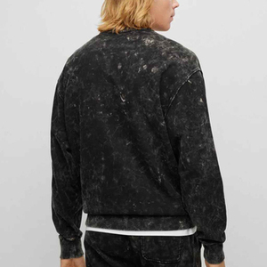 เสื้อสเวตเชิ้ตแขนราแกลนสีพื้นสำหรับผู้ชาย ผ้าฝ้าย 100% เฟรนช์เทอร์รี่ คอกลม ทรงลำลอง ใส่สบาย ทรงปกติ สำหรับฤดูหนาว ล้างสีแบบแอซิดวอช น้ำหนัก 380 กรัม - Product Image 3