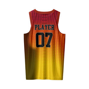 Kit de basketball pour hommes sans manches, imprimé sur mesure, 100 % polyester, maille respirante, évacuation de l'humidité, impression sublimée sur le devant - Product Image 3