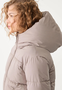 <b>Women's</b> <b>Beige</b> Hooded Down Coat Full Sleeve Zipper Closure Winter Warm Casual Style Solid Color Short Length - Product Image 3