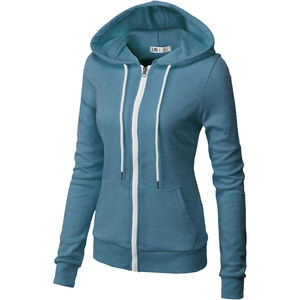 Sweat à capuche zippé pour femme, en molleton de coton, personnalisable avec logo imprimé, vente en gros OEM - Product Image 2