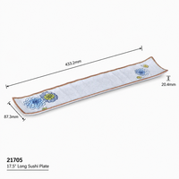 Plato de Sushi Artístico de Melamina Grado A5 de 17.5 Pulgadas con Borde Curvo, Plato para Rollos de Fusion Japonesa para Restaurantes Modernos, OEM
