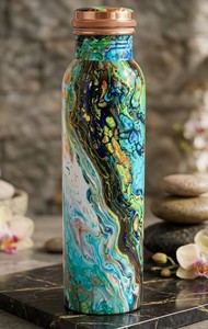 Luxury Enamelled <b>Copper</b> Water <b>Bottle</b> Black Marble Finish Handmade <b>Copper</b> <b>Drinking</b> <b>Bottle</b> Premium Ayurvedic Water Storage <b>Bottle</b> - Product Image 4