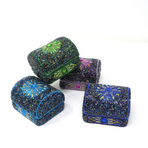 กล่องของขวัญงานแต่งงานทรงสี่เหลี่ยมผืนผ้าสีเหลืองกล่องลูกปัดประดับกลิตเตอร์กล่องเครื่องประดับอัญมณีทำด้วยมือ - Product Image 4