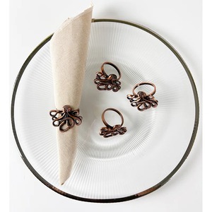 Anneaux de serviette en laiton motif pieuvre, design original, accessoire de décoration de table pour fête, largeur 2,5 cm, durable - Product Image 1